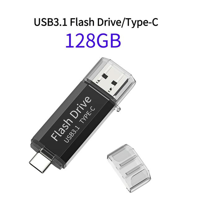 TEMU ذاكرة فلاش USB C LansTen بسعة 128 / 256 2 في 1 USB 3.1 + USB نوع C عالية السرعة ثنائية OTG ذاكرة فلاش USB لشاومي وهاووي و ماك بوك و كروم بوك بيكسل وغيرها