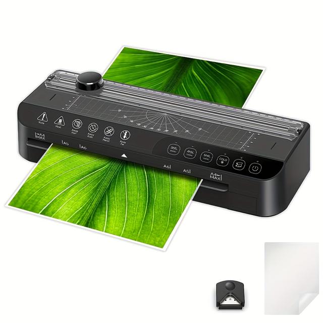 TEMU Crenova A4 6-in-1 Laminator Machine With Thermal/cold Lamination, Built-in Trimmer & Corner Rounder, 20 Pouches Suitable For Home Office, Small Business, Diy, Professional Document