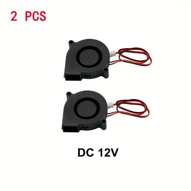 TEMU 2шт 12V 5015 Охолоджувальний Турбо-Вентилятор Безщітковий 3D Принтер Деталі 2Pin для Екструдера Охолоджувач Вентилятор Чорний Пластиковий