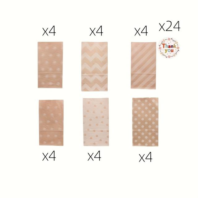 TEMU 24pcs Brown Paper Gift Bags With Snowflake Stickers - Birthday, Wedding, Christmas And Easter Celebrations, Coffee Bags, Small Gift Bags, Party Gifts