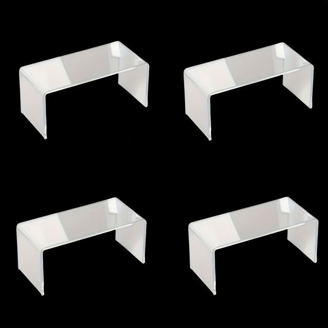 TEMU 4pcs Multifunctional Acrylic Storage Rack - Transparent Foldable Multi-use Organizer, Suitable For Bathroom, Kitchen, And Office - Space-saving Cup And Cosmetic Shelf, Utility Racks