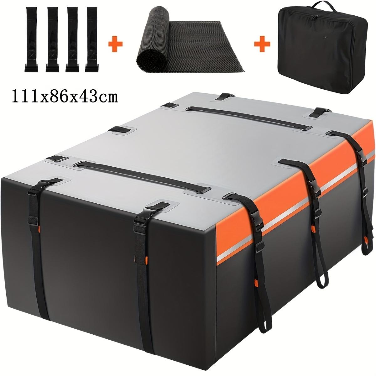 TEMU Car Roof Bag Cargo Carrier Bag, 425l/15 Cubic Feet, Foldable Car Roof Box, Soft Roof Top Luggage Bag For All Vehicles With/without Roof Racks, Includes 4 Door Hooks +anti-slip Mats + Storage Bag