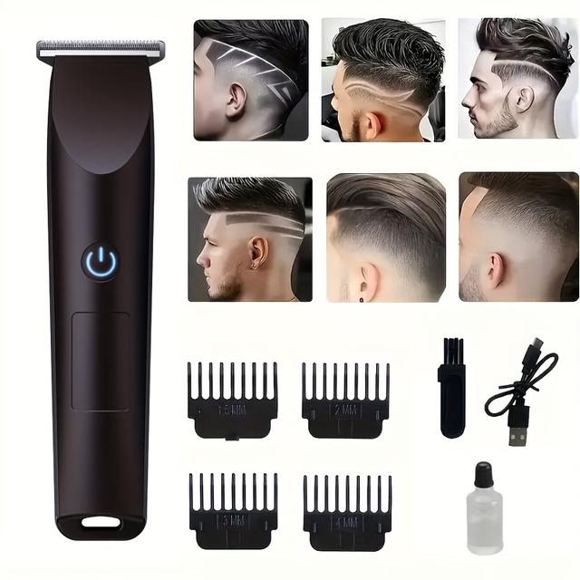 TEMU Cordless Electric Hair Clipper With 4 Limit Combs, Usb Charging, Built-in Lithium Battery, Beard Trimming & Full Body Care