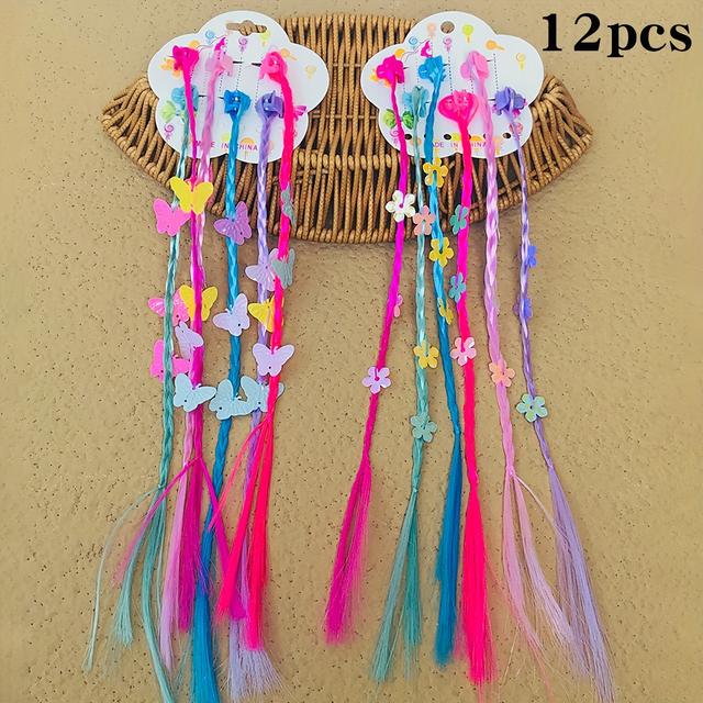 TEMU 12pcs Set Of Cute And Sweet Hair Extensions, Hair Clips To Decorate Long Braid Hair Clips, Suitable For Girls And Women To And Festive Wear Or As A For Girls And , A Great Gift For Christmas!