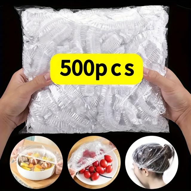 TEMU 300pcs/500pcs Disposable Colored Food Wrap Covers Household Food Grade Pe Cling Film Covers Bowl Covers Food Elastic Bowl Covers
