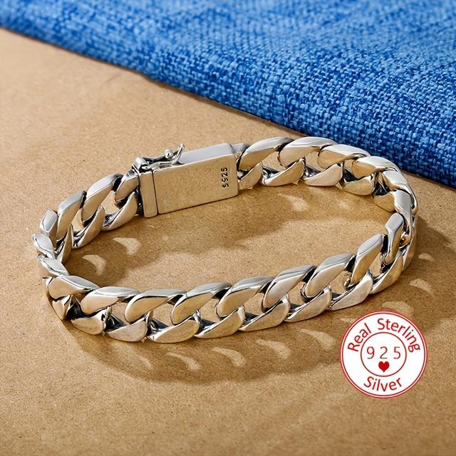 TEMU A Stylish Bracelet For Women, Featuring A Easy Vintage Cuban Chain Made Of 925 Sterling Silver, Perfect As A Gift For Birthdays, Weddings, New Year, Or Valentine's Day