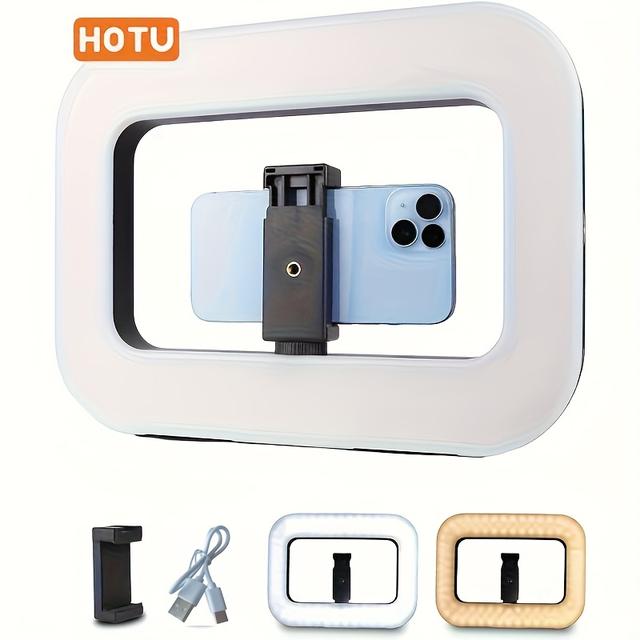 TEMU Hotu Smartphone Video Rig With Light, Handheld Ring Selfie Light Kit, Led Mobile Video With Built-in Battery For Camera, Smartphone, Youtube, Recording, Makeup