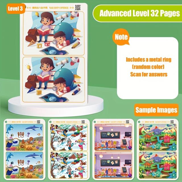 TEMU Spot Kaartspel - Verbeter Focus en Logische Vaardigheden met Doolhof Uitdagingen | 32 Pagina's Visuele Aandacht Kaarten voor Klasgebruik, Reizen en Familie Spelletjesavonden