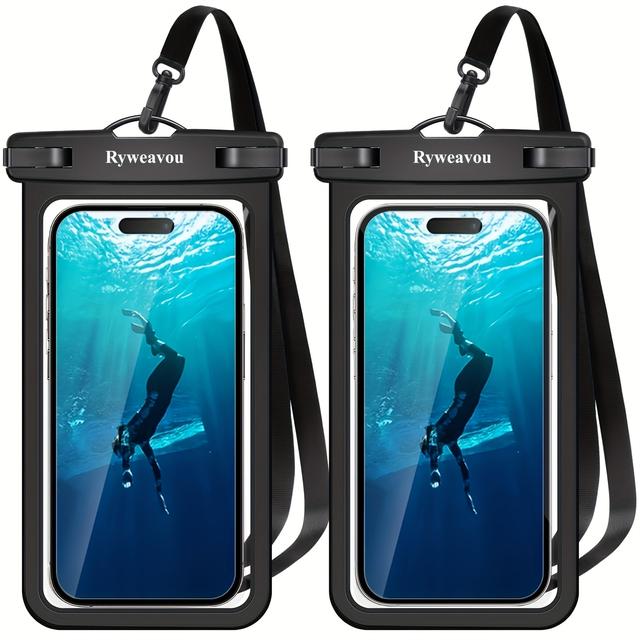 TEMU 2pcs Waterproof Phone Pouch, Universal Waterproof Phone Case For Iphone Google Up .5'', For Snorkeling Swimming Beach Kayak Cruise Essentials