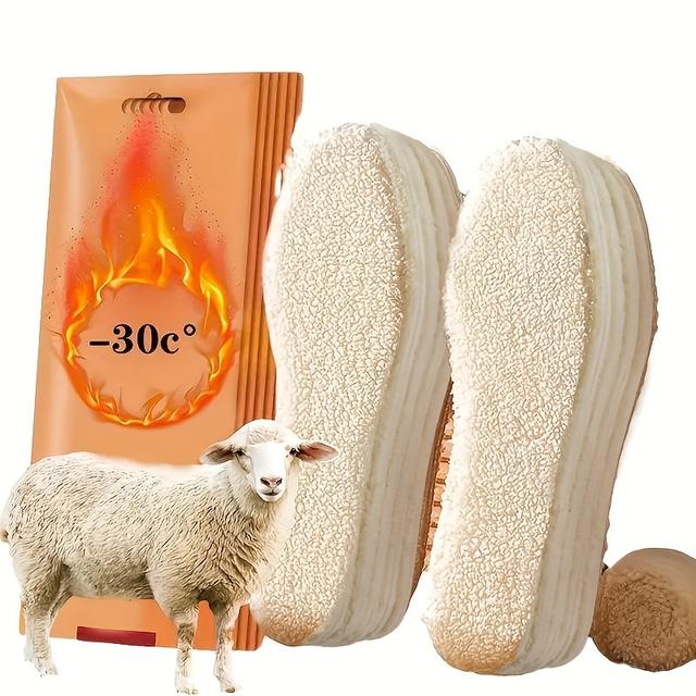 TEMU Autumn And Winter Cold-resistant Heating Lamb Velvet Warm Insoles, Unisex Winter And Velvet Integrated Fleece-lined Thickened Bottom, Anti-odor And Breathable Insoles