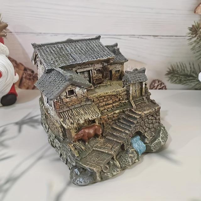 TEMU Vintage Harz-Landschaftsstatue, Valentinstag Dekorative Kunstskulptur, Antikstil Büro/Haus/Schlafzimmer und Gartenornament, Bodenmontage, kein oder Batterie erforderlich