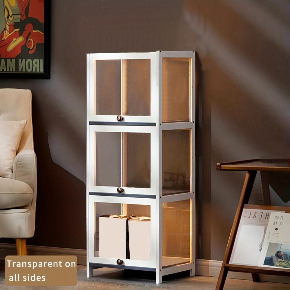TEMU Three-layer Four-sided Transparent Toy Display Case, Figure Toy Doll Mystery Box Storage Cabinet, Storage Cabinet, Modern Simple -proof Cabinet, Bedroom Living Room Study Display Cabinet