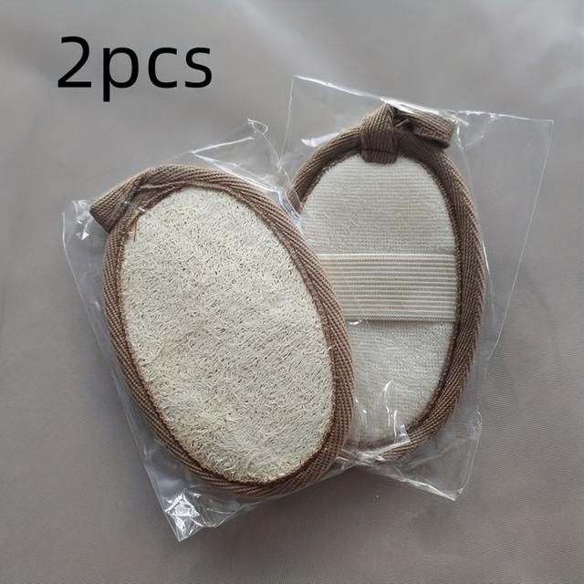 TEMU 2-pack Natural Loofah Sponge Pads, Body Scrubber, Handheld Loofah Sponge For Exfoliation And Body Wash