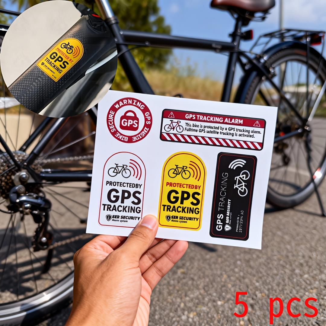 TEMU 5pcs Universal, Durable Warning Stickers For Bicycles/electric Bikes/motorcycles, With Gps Letters, Warning, Cycling Decorative Accessories, Essential For Outdoor Riding, Warning Stickers
