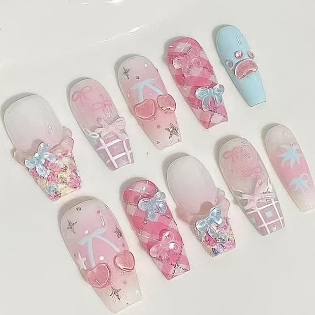 TEMU 【24枚】ル フェイクネイ | ウォーターミラーエフェクトのウェアラブルネイル、ホワイトテンペラメント、クリアで洗練されたカラーパッチ、バーストフラッシュジェントル、セレブスタイルマニキュア、アーモンド型、ミドルレングス、グロッシー仕上げ