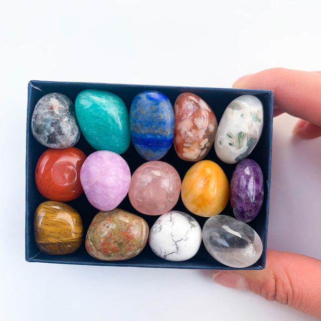 TEMU 14 Kinds Of , Handmade Stone Set Box, Jewelry Accessories, Stone Set, Gift Decoration, Decoration.