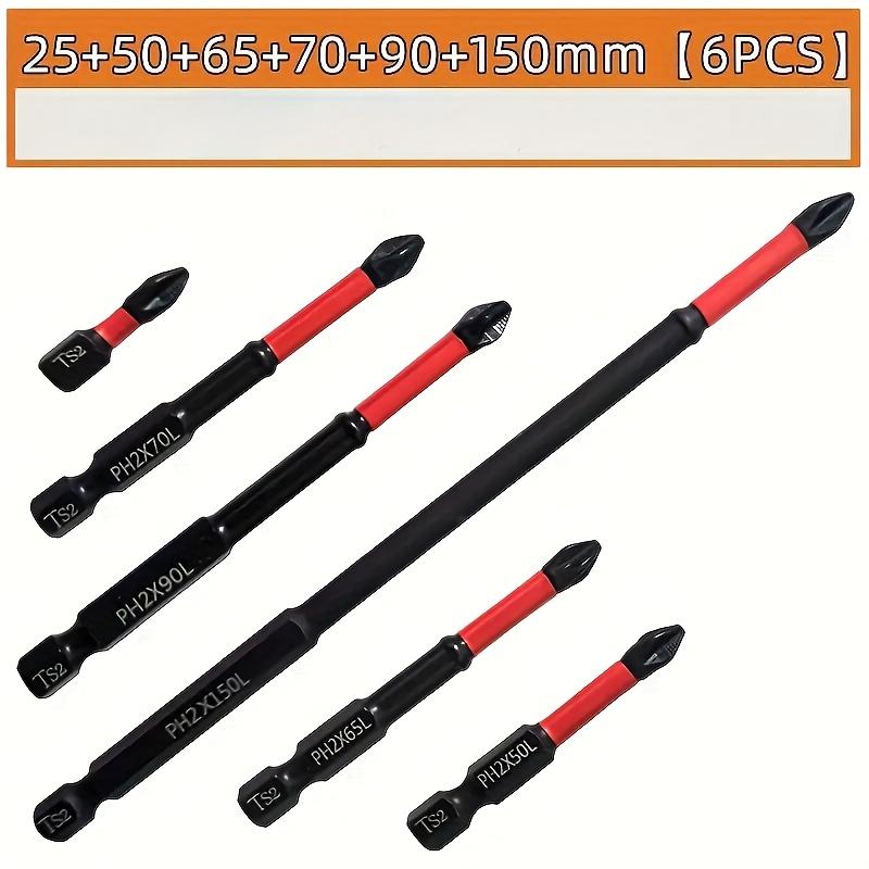 TEMU 6pcs Magnetic Anti-slip Drill Bit Set: 6pcss Made Of S2 Steel, Suitable For Electric And Manual And Impact Drills, Featuring A Magnetic Drill Bit Set With Anti-slip Grip.