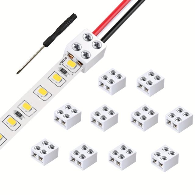 TEMU 6pcs/11pcs Screw Fixation, 2-pin 8mm Led Light Strip Connector Board Wire, Suitable For 5v 12v 24v Single Color Led Low Voltage Decorative Light Strip