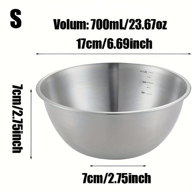 TEMU 1pc Stainless Steel Cold Noodle Bowl Of Sizes, Suitable For Everyday Use As A Salad Bowl, Kitchen Fruit Bowl, Serving Bowl, And Bowl - Silvery Color