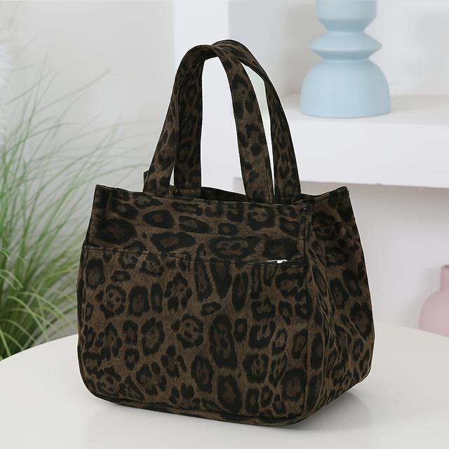 TEMU A Portable And Lightweight Leopard Print Tote Bag Suitable For , Travel, And Food Storage, Perfect For School, Work, And Picnics.