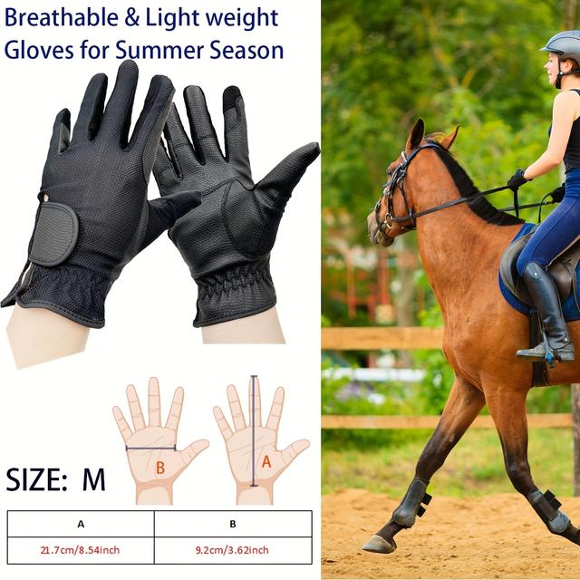 TEMU Professionele Paardrijhandschoenen, Zomer Mesh Ademende Paardrijhandschoenen, Mesh Stiksels Ademende Paardrijhandschoenen, Zomer Paardrijhandschoenen
