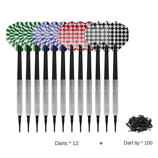 TEMU A Set Of 12 Soft Darts With 100 Interchangeable Tips, Ideal For Family Gatherings, Festive Occasions, And Holiday Presents For Christmas And Thanksgiving