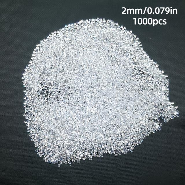 TEMU 1000 Stück Weiße Edelsteine - Rund geschliffen, Acht Herzen & Pfeile, geeignet für DIY Schmuckherstellung, Uhrenreparatur, Halsketten, Armbänder, Ohrringe - 0,8-2mm funkelnde Steine