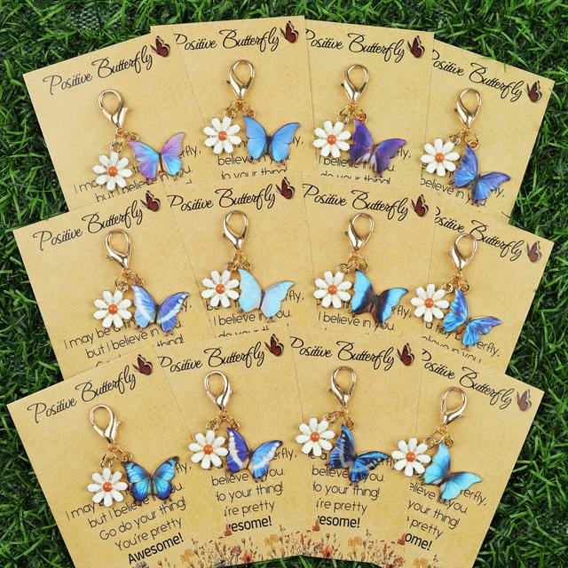 TEMU 12pcs And Daisy Keychains With "positive " Encouragement Cards, And White Daisy, Inspirational Gift. Ideal For Party, Self - Motivation, , Daily Key And Bag Decoration