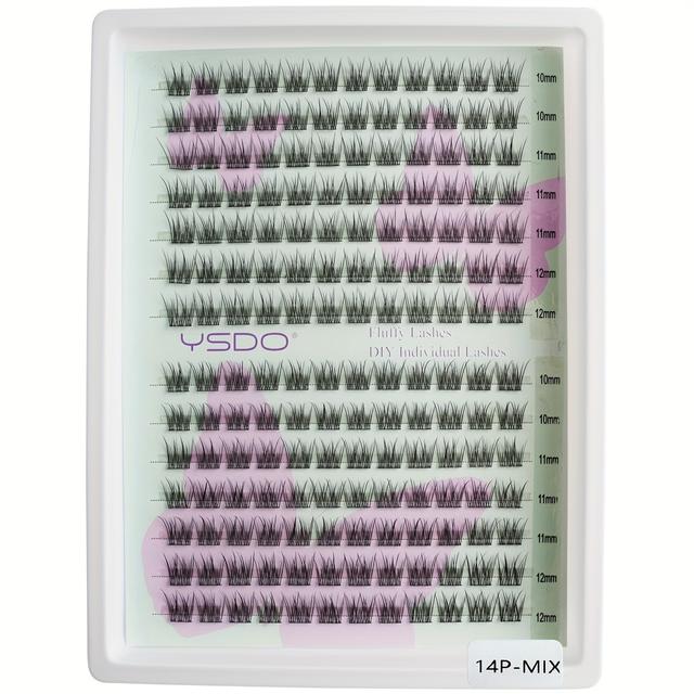 TEMU Ysdo Diy Individual Lashes: 168 Clusters Of Fluffy Lashes, 10/11/12mm, , Natural, Soft, Airy, Easy To Apply, Beginners