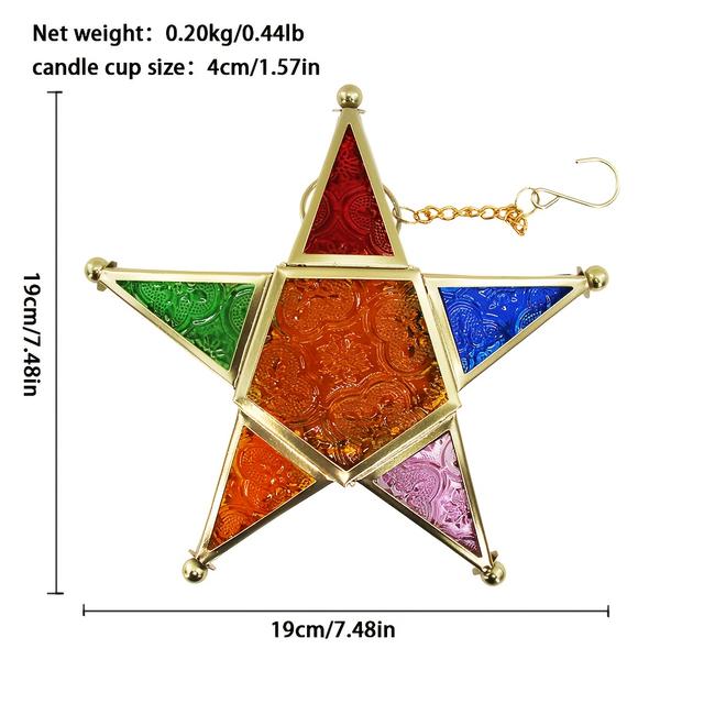 TEMU Metal Star-shaped Candle Holder With Colored For Decoration