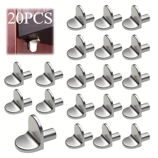 TEMU 20pcs Durable Metal Shelf Support Pegs - Cabinet Shelf Brackets For Kitchen, Wardrobe, Closet, Bookshelf Cabinet Partition, Laminated Plate Brackets - Versatile Shelving Hardware Anchors