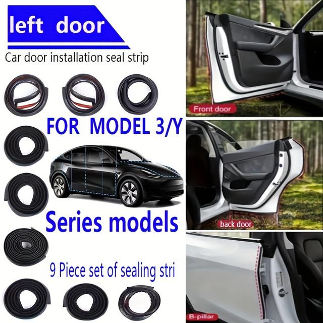 TEMU Biltillbehör för Tesla /Y Komplett Tätningslist i Gummi, för /Y Bildörrstäta Dämpningsplatta Gummilist Installation Självhäftande Vindruteskydd Tätningslist Tillbehör