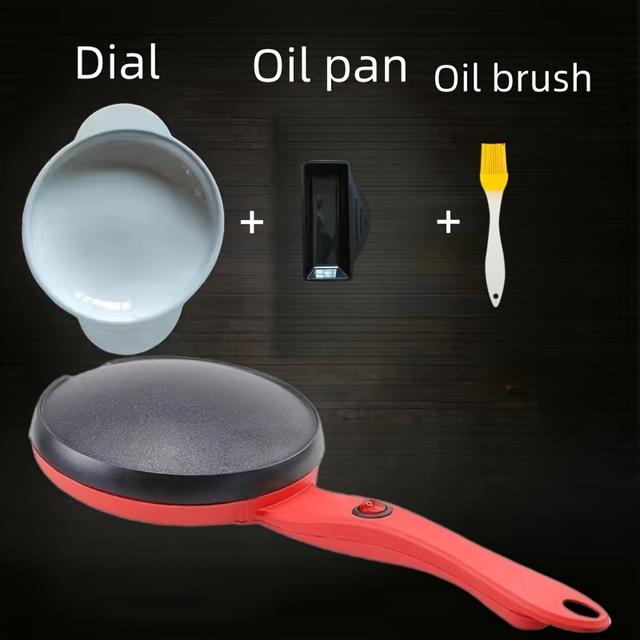 TEMU Complimentary Dish + Oil Pan + Oil Brush | European Standard Pancake Maker, Fast-heating Home Pancake , 600w High Power For Frying Steak, Easy-to-clean Electric Baking Tray