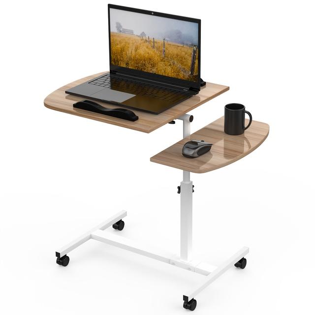 TEMU Tablette de Lit Roulante Ajustable en Hauteur CHOGOLI - Beige, Petit Bureau Réglable en Inclinaison avec Tapis de Souris Séparé, Table de Travail et de Compacte sur Roulettes