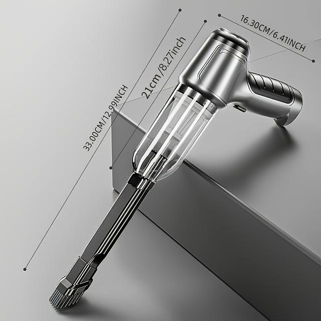 TEMU Cordless Handheld Car Vacuum Cleaner, 12000pa High , Usb Rechargeable Lithium Polymer Battery, 20min , 84db , 0.2-0.3l Dust Cup, Abs Resin Body, Accessory Kit Included