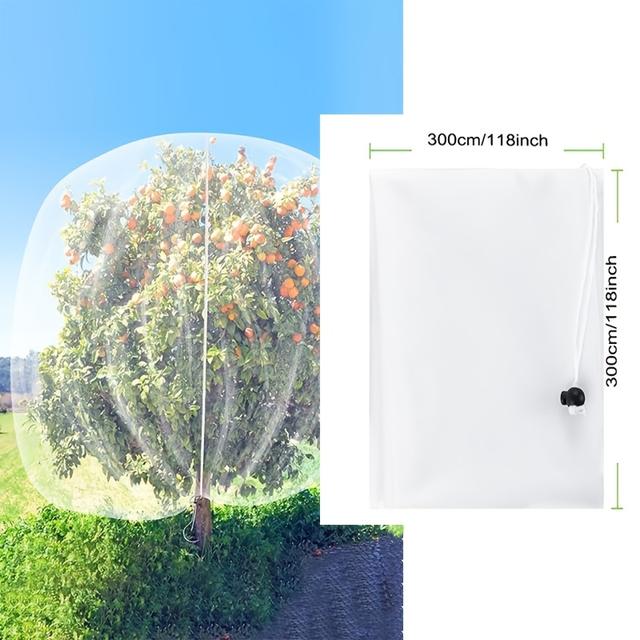 TEMU 1pc Durable Pe Garden Netting Bag With Drawstring, White Plant Mesh Cover For Fruit Trees, Vegetable Protection From Insects, Birds, Squirrels, , And