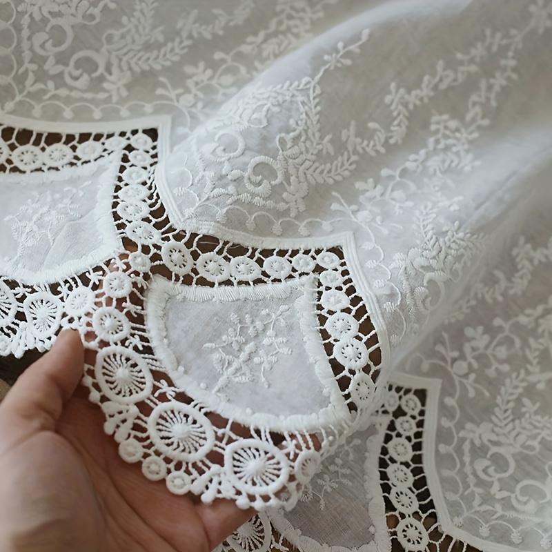 TEMU 1pc, White Romantic Exquisite Embroidered Lace Short Curtain With Rod Pocket, Suitable For Kitchen, Cabinet, Farmhouse Home Decor