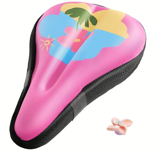 TEMU Bike Seat Cushion For Girls, Gel Padded Bike Seat Cover For Little Rider, Breathable & Gel Memory Foam, Pink Little Rider Bicycle Cushion 9"x 6"