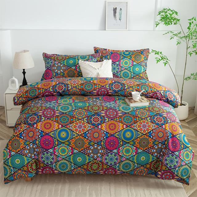 TEMU Bohemian Bettbezug-Set aus Drei: Ein Bettbezug und Zwei Kissenbezüge, für Neujahr, Chinesisches Neujahr, Valentinstag, Muttertag, Zurück zur Schule