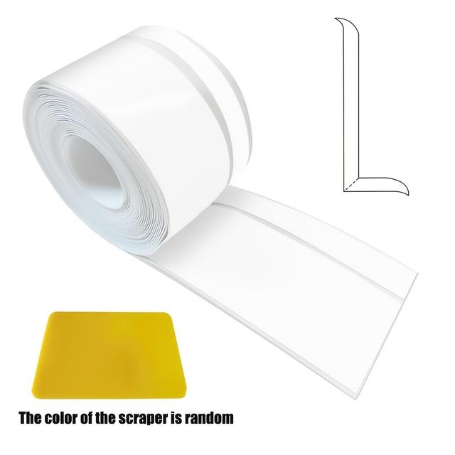 TEMU Zócalo de PVC, Zócalo Flexible Autoadhesivo, 50 x 20 mm, 6 m, Zócalo de PVC Flexible para Cocina y Baño, Autoadhesivo /, Color del Raspador Aleatorio
