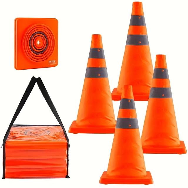 TEMU 4pcs-adjustable Height Collapsible - High-visibility With Reflective Strips - Lots, Driveways & Training