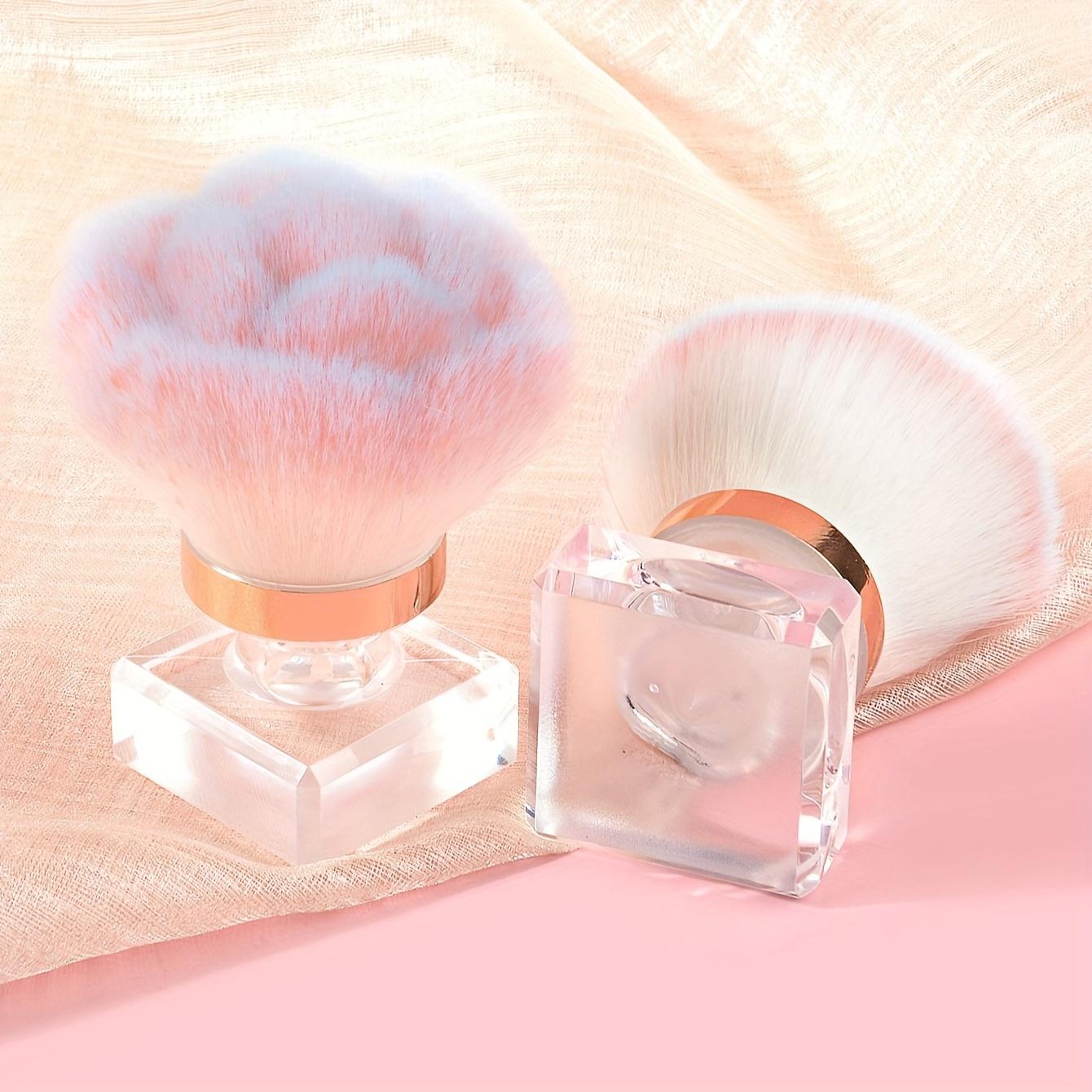 TEMU Cepillo de polvo para arte de uñas hipoalergénico - 1 pieza, limpiador de polvo de uñas en forma de rosa con base de acrílico de cristal y estuche protector.