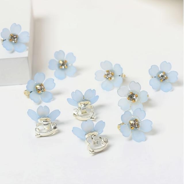 TEMU 10 pinzas para el cabello con diseño de flores elegantes y modernas, con diamantes de , versátiles para flequillo, perfectas para trenzas y una opción ideal para disfraces de bodas y fiestas