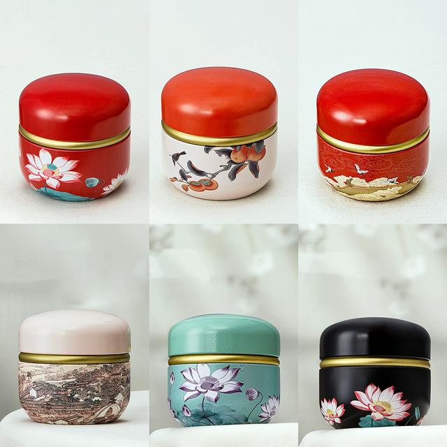 TEMU Een set van zes lege, dubbelwandige blikjes met diverse designs