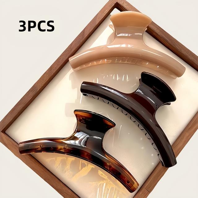 TEMU 3개입 오버사이즈 헤어 클립, 풍성한 머리에 적합, 심플하면서도 우아한 대형 헤어핀.