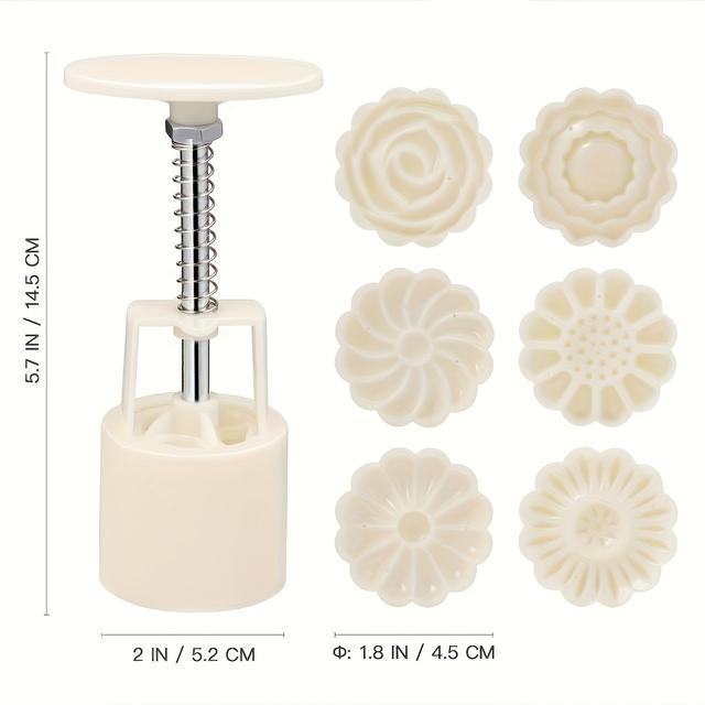 TEMU مجموعة من 6 قطع اختيارية من قالب الكعك الوردي والقمر والقوسانثيموم، مطبوع يدويًا، غير لاصق، كريم الجوز الأبيض، نموذج كرتوني، قالب خبز، أدوات المطبخ