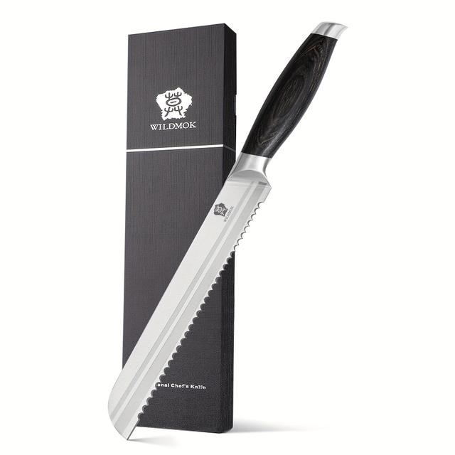 TEMU Knife, Serrated Knife 8 Inch -serrated Knife, German Steel Cutting Knife Pakkawood , Box