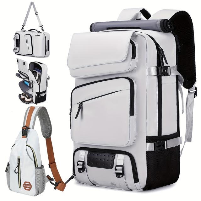 TEMU Travel Backpack For Women, Large Capacity Carry-on Bag, Suitable For 17.3-inch Laptop Bags, Weekend Bag Convertible Into Luggage With Shoe Compartment, As Single Shoulder Or Double Shoulder