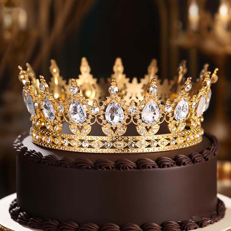 TEMU Golden Rhinestone Queen Crown - Baroque Style, Gemstone Embellished, Ideal For Birthdays, Weddings, Costume Parties & Formal Events, Formal Headpiece | Glittering Crown | Rhinestone Accents