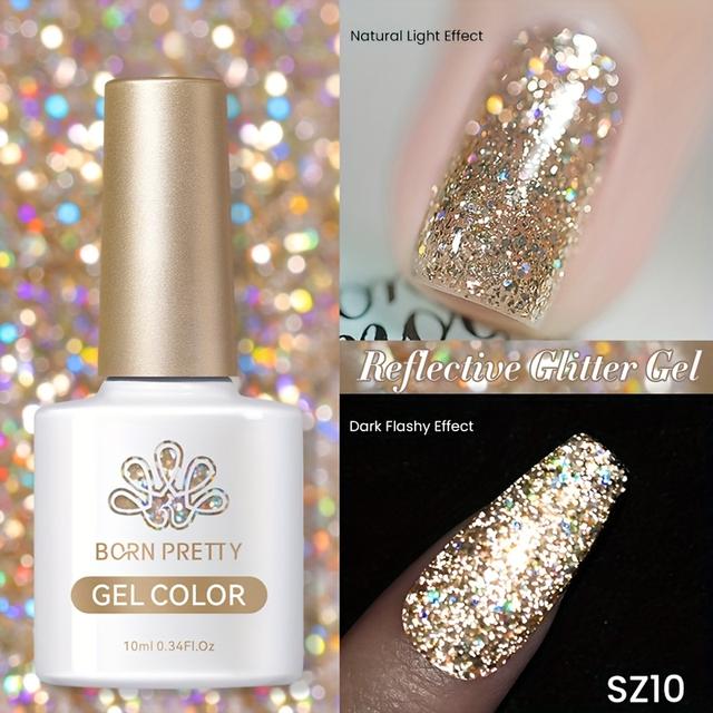 TEMU Born Pretty Champagne Shimmer Reflective Nail Gel 10ml Sparkling Nail Gel Semi-permanent Gel Nail Art Gel (59025)